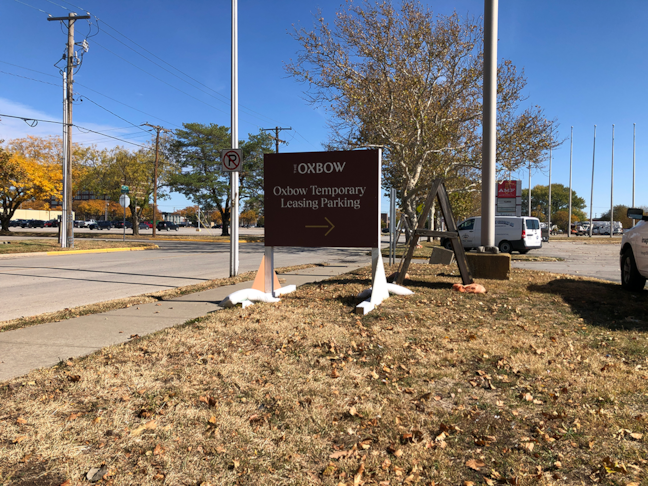 Exterior Post and Panel Sign for The Oxbow Apartments in North Kansas City, Missouri