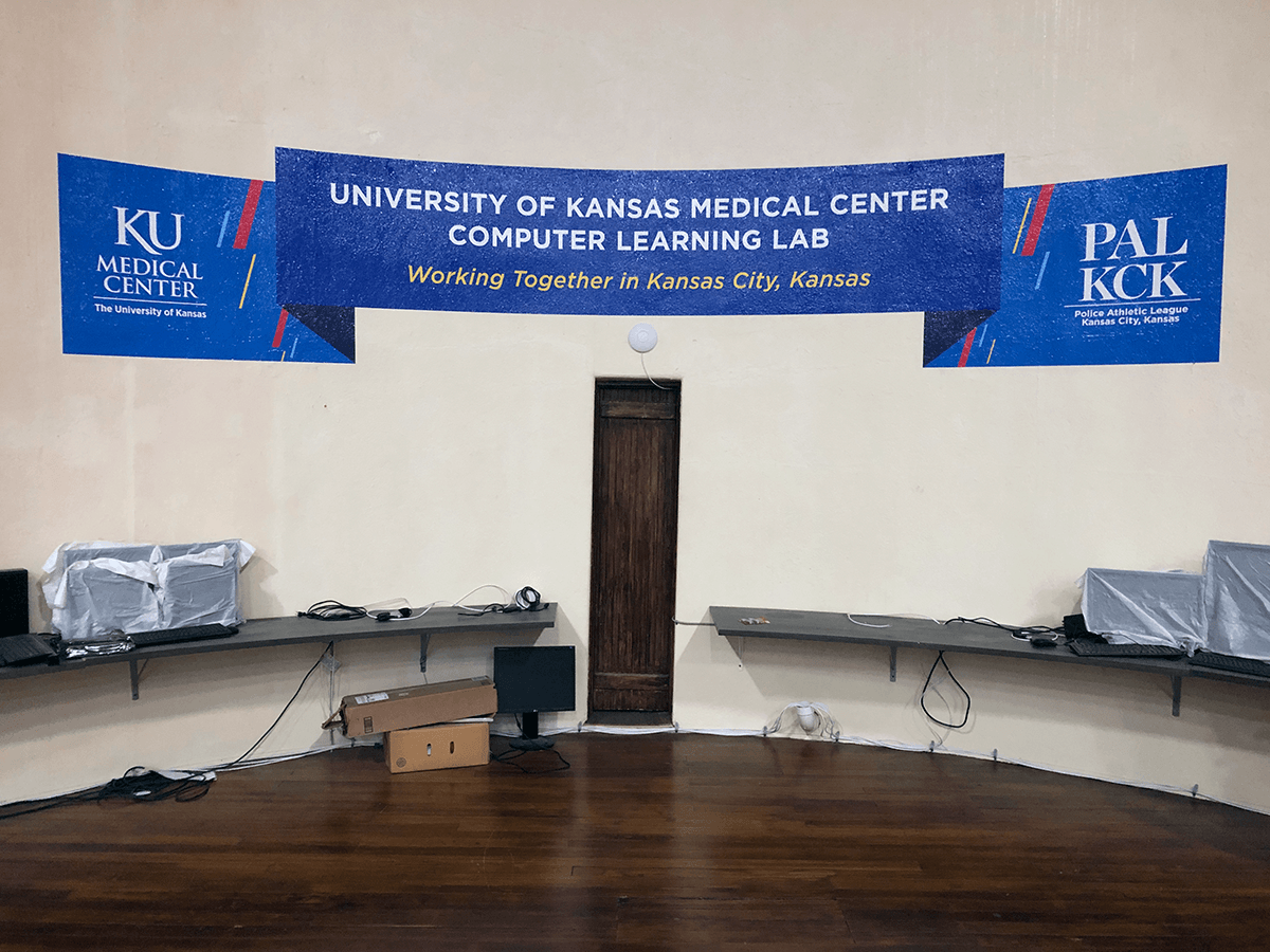 Interior Wall Vinyl for Textured Wall for University of Kansas Medical Center Computer Learning Lab in Kansas City, Kansas