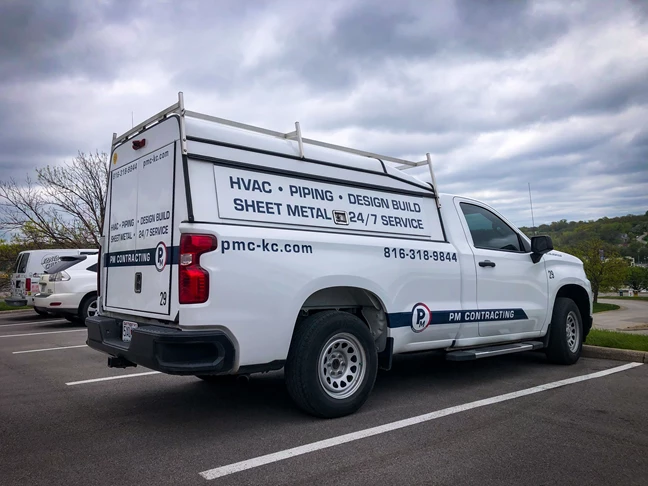 Partial Vehicle Graphics for PM Contracting in Grandview, Missouri