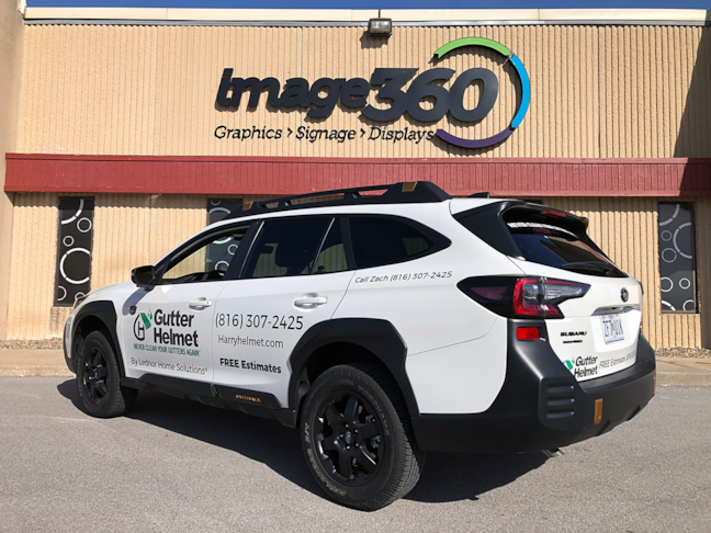 Subaru Vehicle Graphics for Gutter Helmet in Kansas City, Missouri
