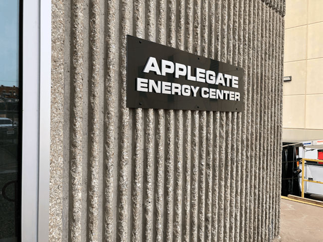 Exterior Dimensional Metal Sign for University of Kansas Medical Center Applegate Energy Center in Kansas City, Kansas