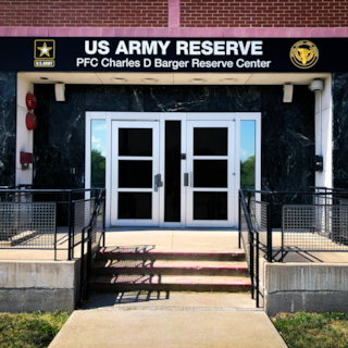 Exterior Metal Pan Sign with Dimensional Lettering and Logos for the Charles D Barger Reserve Center