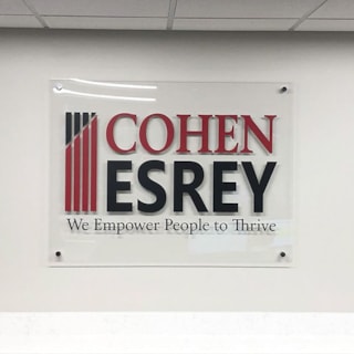 Interior Clear Acrylic with Vinyl Sign with Brushed Silver Standoffs