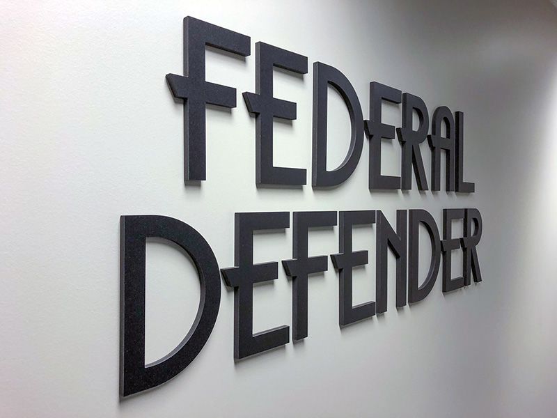 Interior Black PVC Dimensional Letters for Federal Public Defender in Kansas City, Missouri