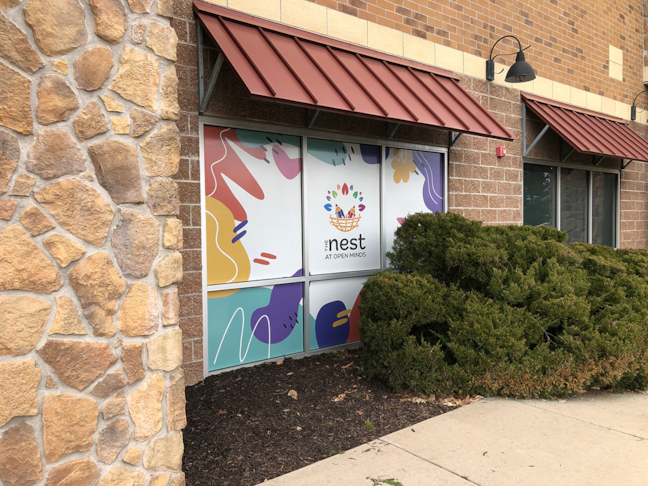 Window and Door Graphics for Open Minds Child Development in Olathe, Kansas