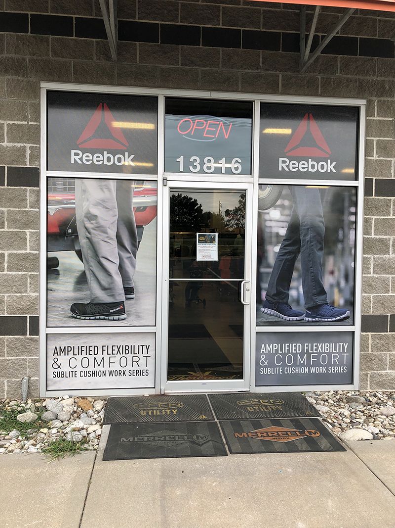 Exterior Perforated Window Vinyl for E. Edwards Workwear in Grandview, Missouri
