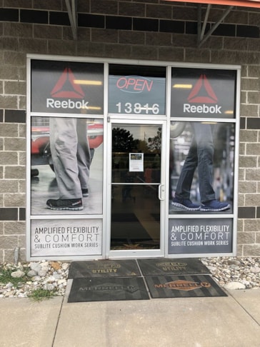 Exterior Perforated Window Vinyl for E. Edwards Workwear in Grandview, Missouri