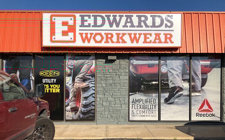 Perforated Window Vinyl for E. Edwards Workwear in Olathe, Kansas