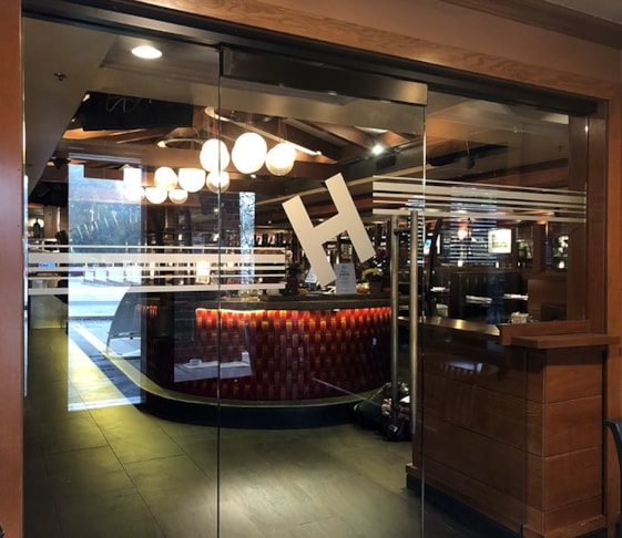 Interior Frosted Door Graphics for Houlihans in Fairway, Kansas