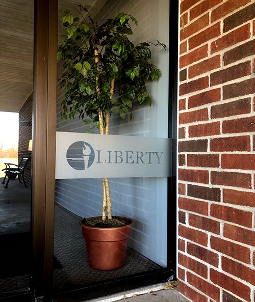 Frosted Vinyl Window Graphic for Liberty Baptist Church in Kansas City, Kansas