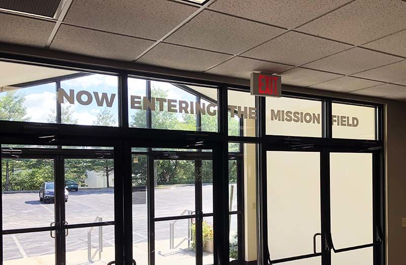 Interior Cut White Vinyl Lettering for Woods Chapel Church in Lee