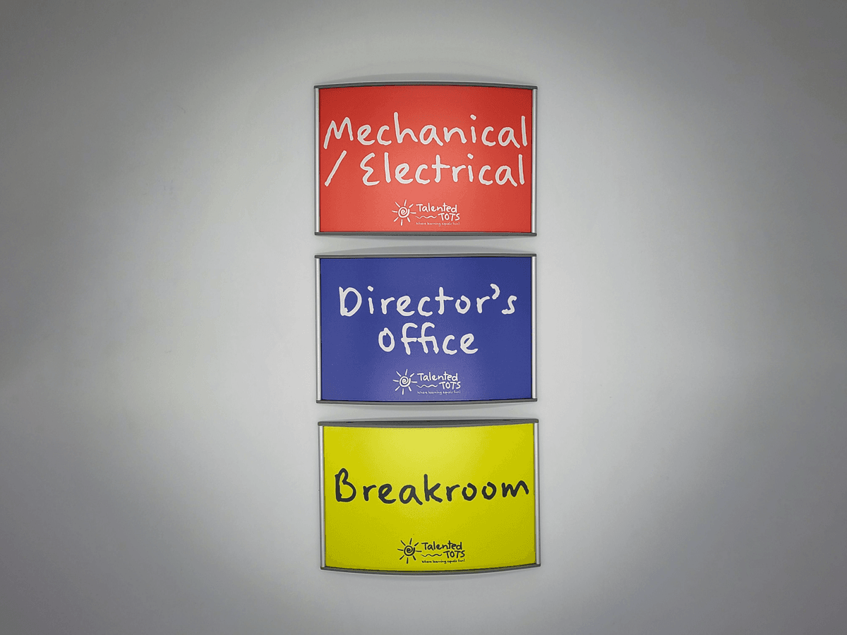 Curved Wayfinding Signs for Talented Tots Daycare