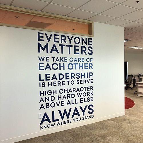 Interior Wall Vinyl Lettering Installation for Insight Global in Kansas City, Missouri