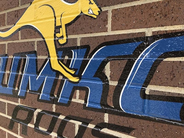 Exterior Brick Vinyl Graphic for UMKC Athletics in Kansas City, Missouri