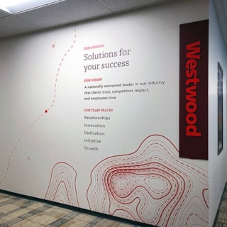 Interior Wall Vinyl with Dimensional Acrylic Sign for Westwood Professional Services in Overland Park, Kansas