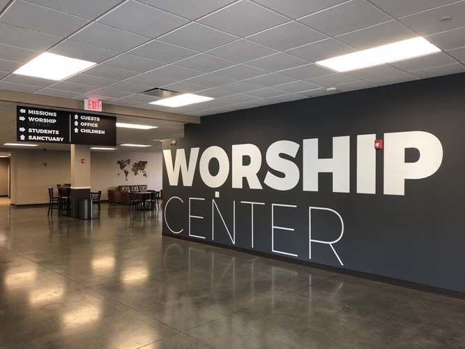 Interior Cut Vinyl Wall Graphic for Woods Chapel Church in Lee