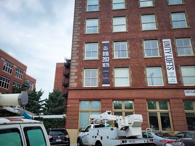 Exterior Wall Vinyl Banners for Unity Lofts in Kansas City, Missouri