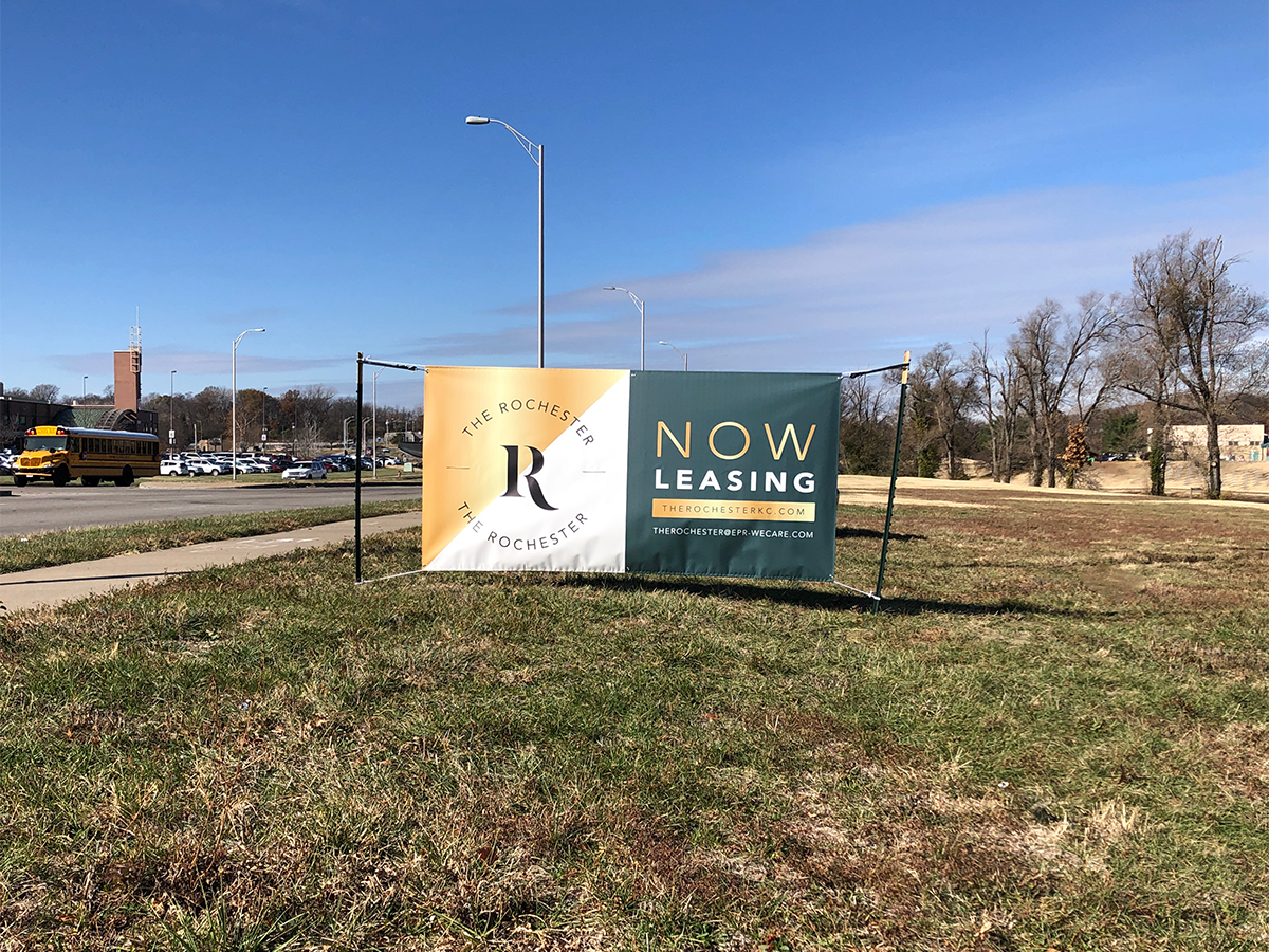 Exterior Vinyl Banner for The Rochester Apartments in Kansas City, Missouri