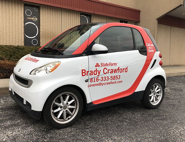 Smartcar Graphics for Brady Crawford State Farm Agent in Kansas City, Missouri