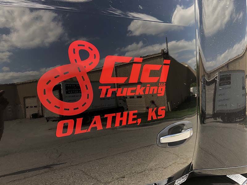 Cut Vinyl Door Decals for CiCi Trucking in Olathe, Kansas