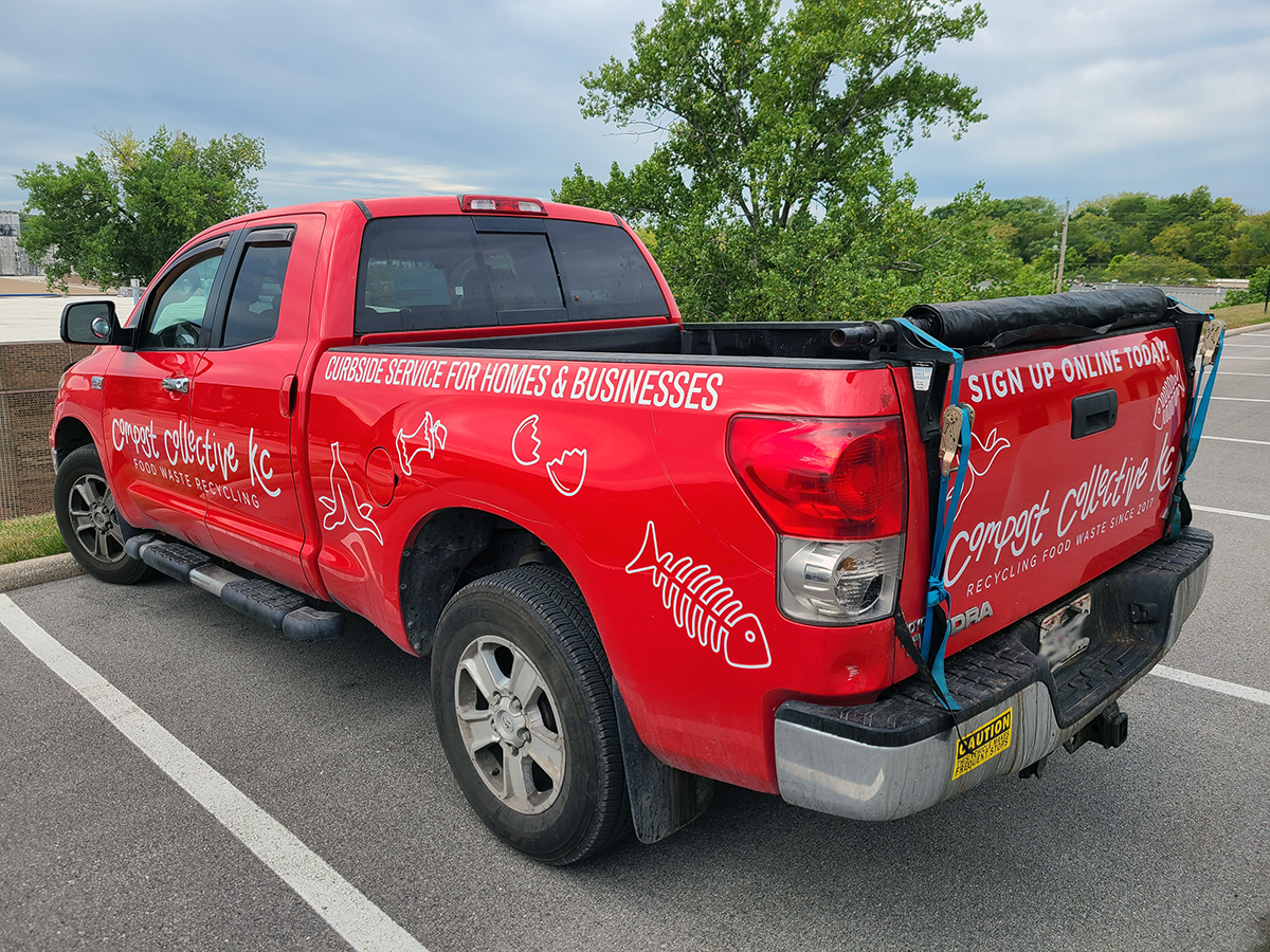 Cut White Vinyl Vehicle Graphics for Compost Collective KC 