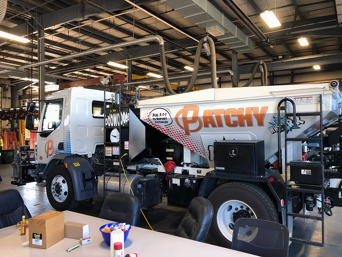 Partial Vehicle Wrap for Asphalt Layer "Patchy" for Unified Government in Kansas City, Kansas