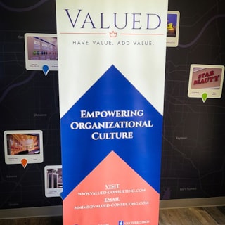 Retractable Banner Stand for Valued Consulting in Kansas City, Missouri