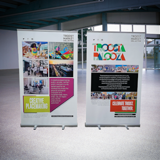 Retractable Banner Stands for Troost Market Collective in Kansas City, Missouri