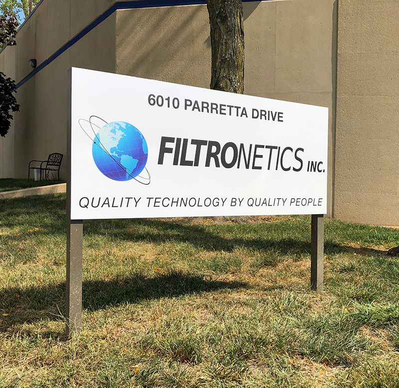 Exterior Metal Sign Face for Existing Post and Panel for Filtronetics in Kansas City, Kansas