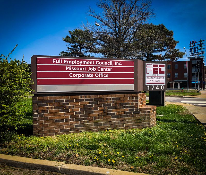 Exterior Aluminum Composite Sign Panels for Existing Monument Sign for Full Employment Council in Kansas City, Missouri