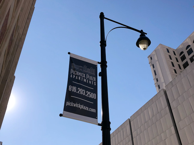 Exterior Pole Banners for Pickwick Plaza in Kansas City, Missouri