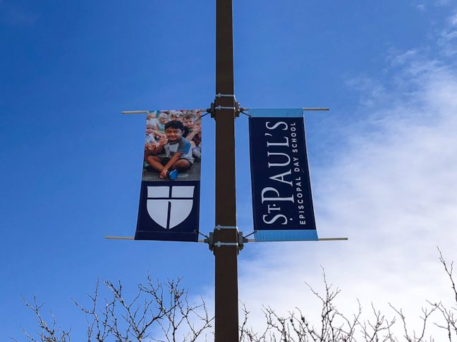 Exterior Pole Banners for St. Pauls Episcopal Day School in Kansas City, Missouri