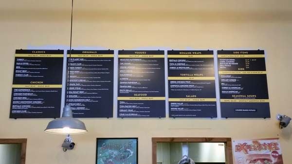 Interior Menu Boards for Planet Sub