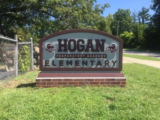Exterior HDU Monument Sign for Hogan Preparatory Academy in Kansas City, Missouri