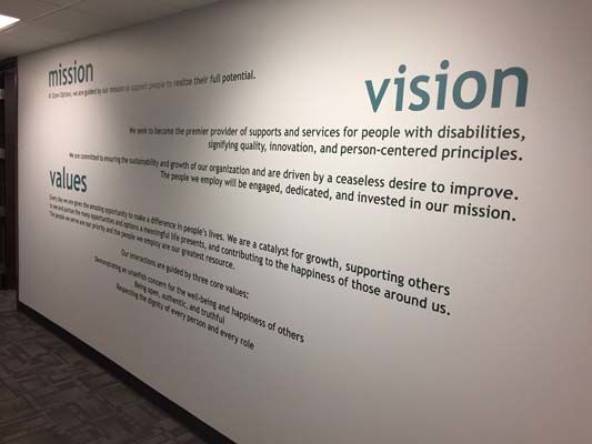 Interior Cut Vinyl Wall Graphic for Open Options in Kansas City, Missouri