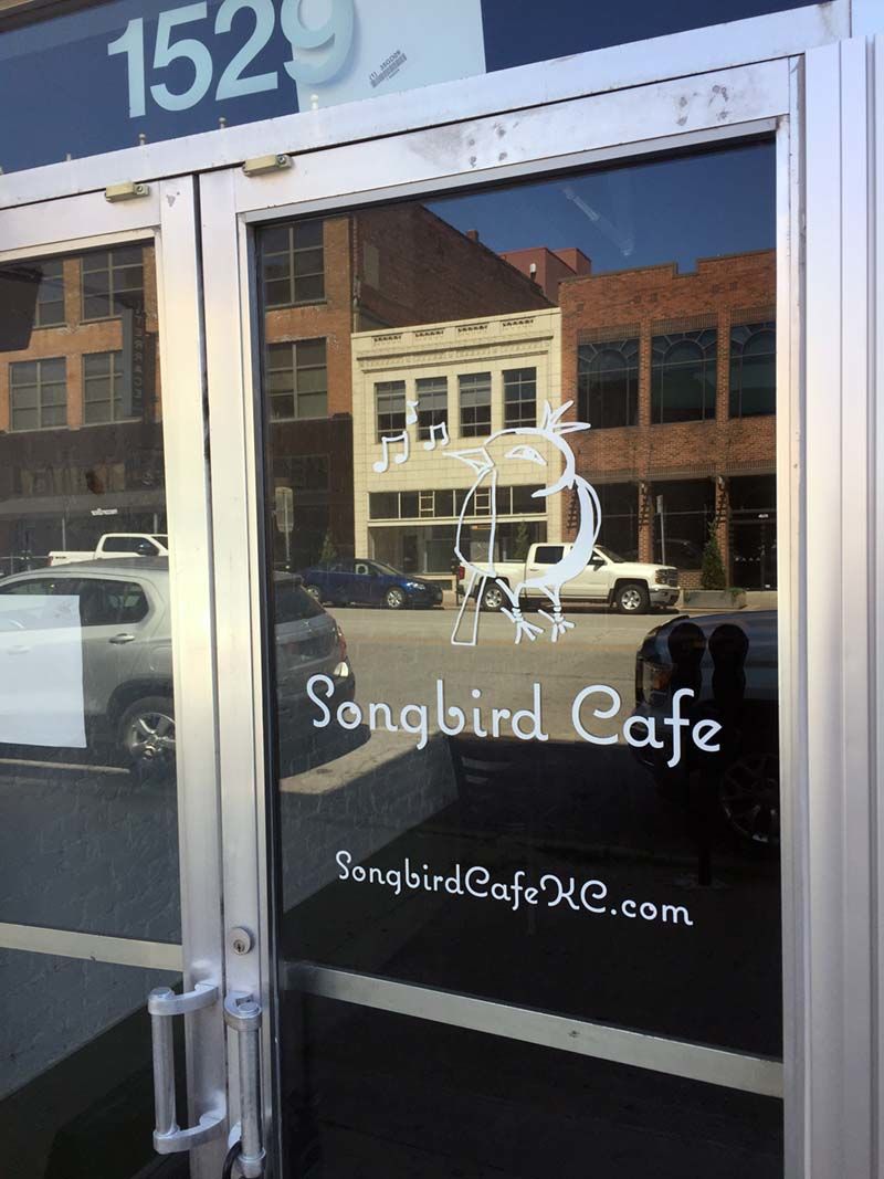 Cut Vinyl Door Graphic for Songbird Cafe in Kansas City, Missouri