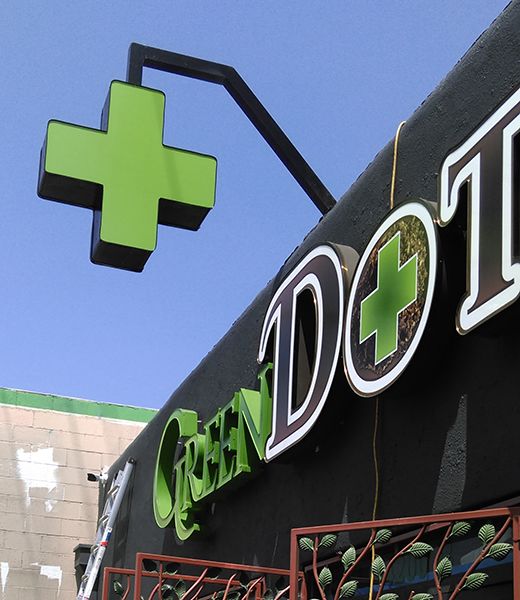 Green Dot Marina Del Rey Double Sided Channel Letter Sign