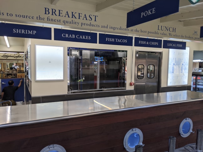 Restaurant Signage Inlcuding Cut Vinly Letters and Hanging Informaiton Signs