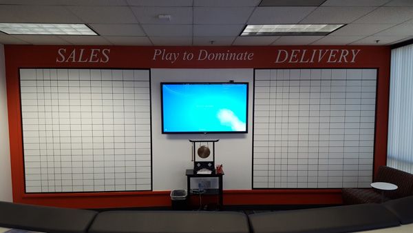 dry erase board custom vinyl grid production board installation