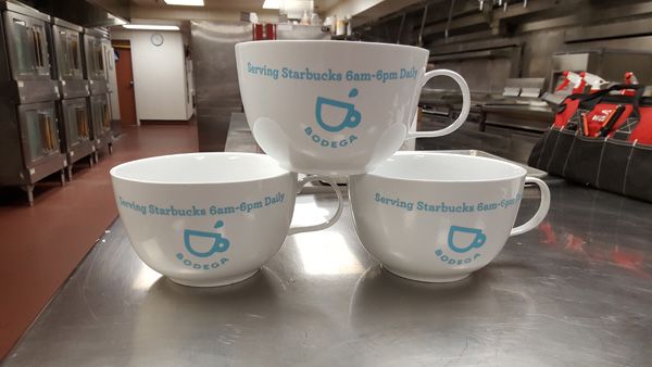 loews coffe mugs vinyl lettering custom color installation hollywood