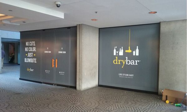sfo san francisco window vinyl installation pre opening graphics drybar