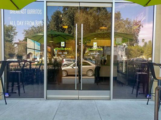 plancha taco pasadena exterior window decal digital print die cut install graphics