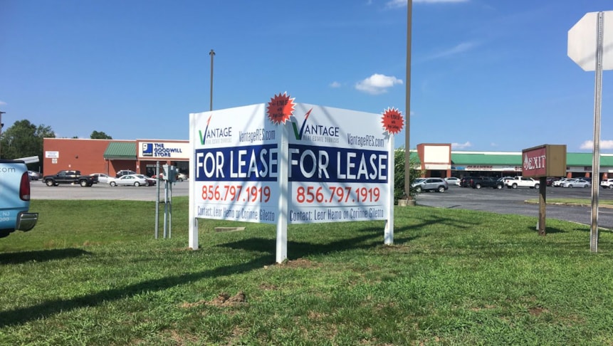 One of the many signs we have built for Vantage. Instead of a standard post & panel, they went with a V design.