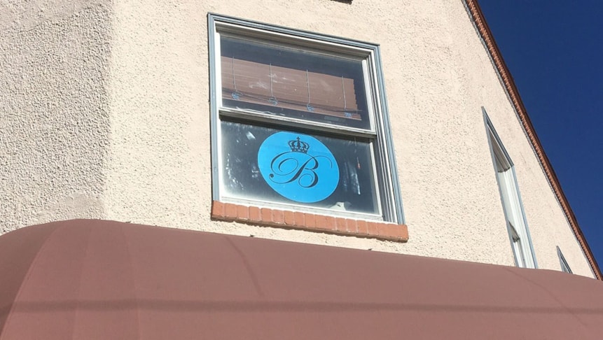 Custom window decal for Beauty by Biba in Medford, New Jersey.