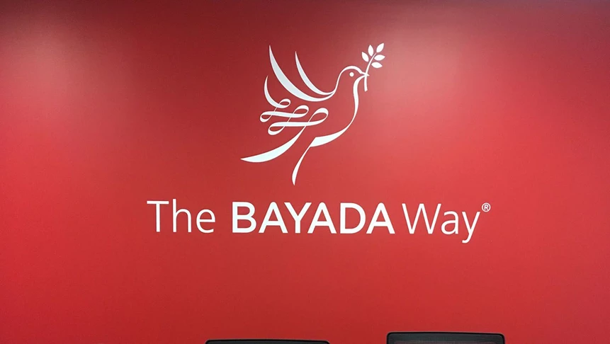 Wall decals using BAYADAs logo were made for their new offices and expertly installed.