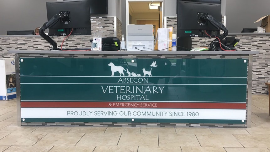 Beautiful and sleek acrylic backsplash for Absecon Veterinary Hospital.