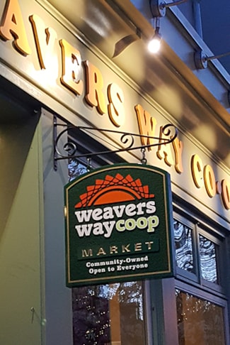 Sandblasted sign at Weavers Way Coop