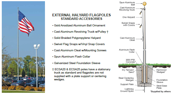 External Haylard Flag Pole