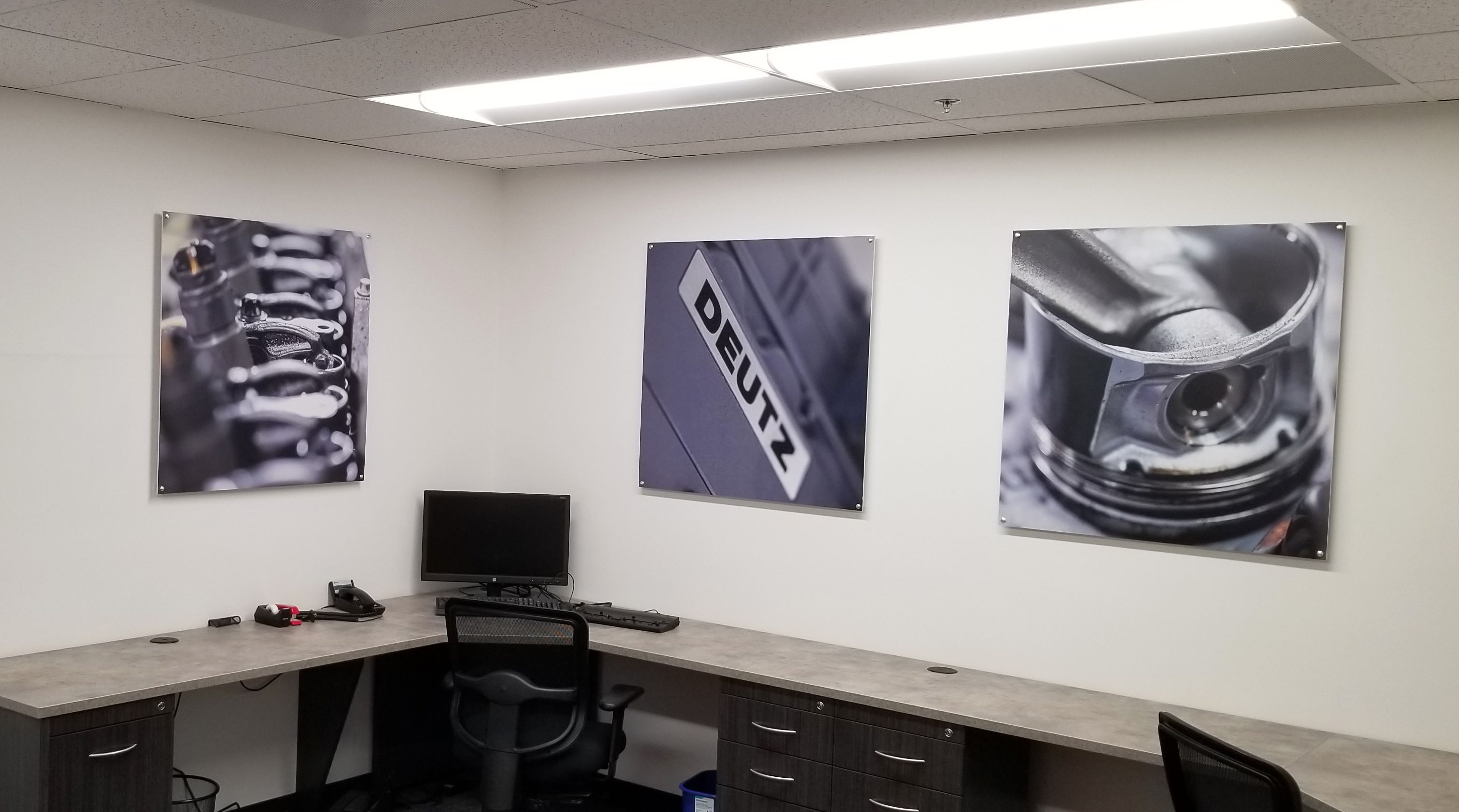 Interior Acrylic Displays for Deutz Service Center in Elgin, IL