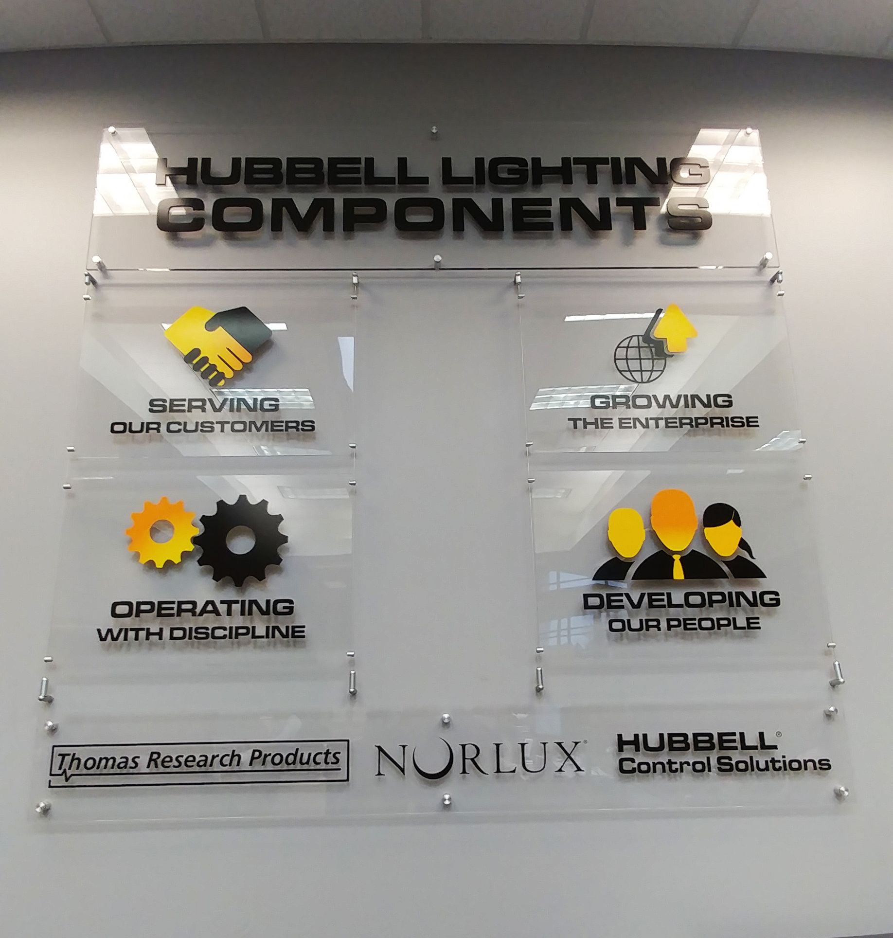 Interior Acrylic Display for Hubbell Lighting Inc in Rolling Meadows, ILq